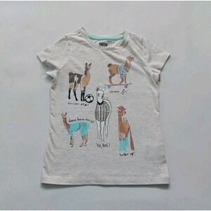 Spotted Zebra  llama Print Short Sleeve T-chirt  Girls Size S 6-7‎